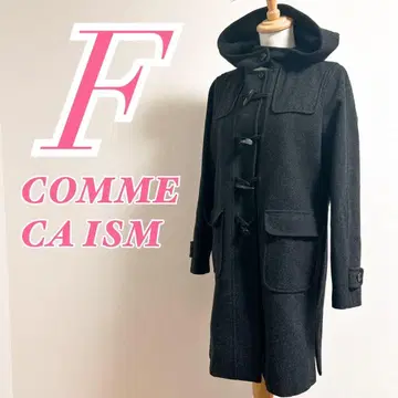 COMME CA ISM 컴시즘 블랙 더플 코트 울 깔끔한