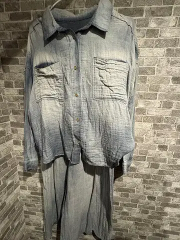 미사용 새상품 그라데이션 블루 긴팔 셔츠와 팬츠 세트 셋업