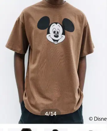 와카츠키 치나츠 wcj 미키마우스 프린트 반팔 T셔츠 브라운