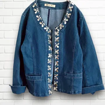 부즈루드 자켓 데님 청바지 비쥬 성숙 큐트 파랑