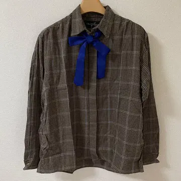 MILKBOY 택 포함 미사용 새상품 브라운 그레이 체크 셔츠