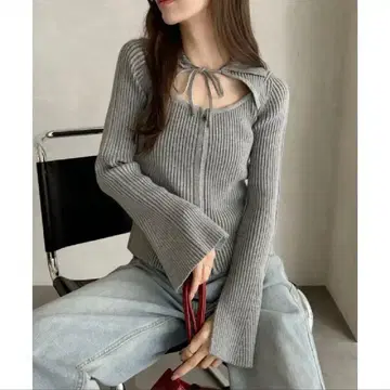 [ ada. ] 24시간 이내 발송 새상품급 리브 니트탑 F