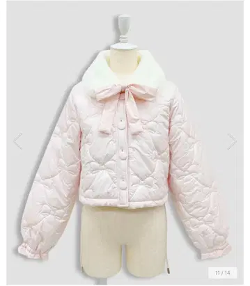 Honey Cinnamon 리본 퀼팅 숏 패딩 자켓