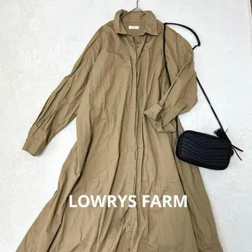 H13 LOWRYS FARM 롱 셔츠 원피스 베이지 면 프론트 오픈