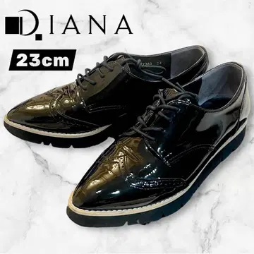 미사용급 DIANA 블랙 옥스퍼드 에나멜 신발 23cm