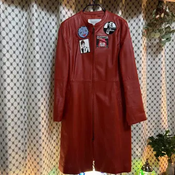 PINETA 레드 노카라 자켓 양가죽