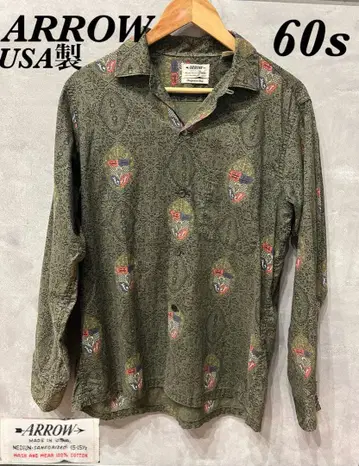 60s 60년대 애로우 올 패턴 오픈 카라 셔츠 USA