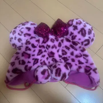 디즈니 미니 레오파드 무늬 팬캡 핑크