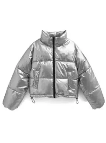 실버 숏 기장 다운 자켓