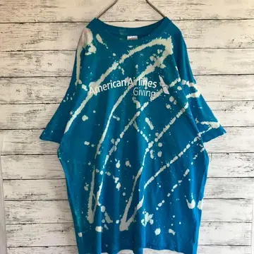 구제 GILDAN 리메이크 티셔츠 블리치 가공 빅 사이즈 참신 파랑 XL