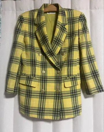 여성용 체크 무늬 더블 자켓