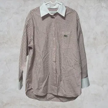 LACOSTE 핑크 화이트 스트라이프 긴팔 셔츠