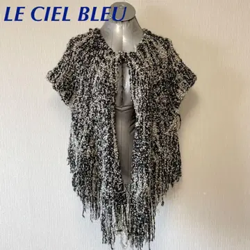 LE CIEL BLEU 블랙 화이트 니트 가디건 울 71%