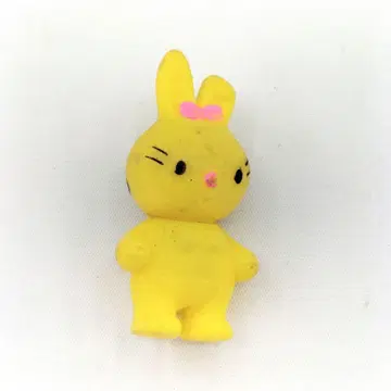 당시물 무판권 토끼 소프트 비닐 피규어 옐로우 컬러 레트로
