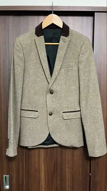 TOPMAN 브라운 테일러드 자켓 코듀로이 옷깃 절개