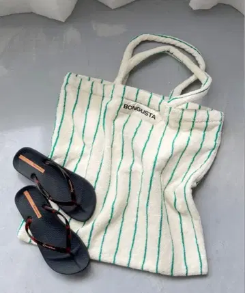 새상품 BONGUSTA 보구스타 토트백 그린 스트라이프