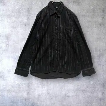 [ INT ] 긴팔 코듀로이 셔츠 스트라이프 블랙 빅 L