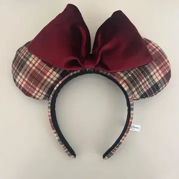 빨간색 체크 머리띠 디즈니