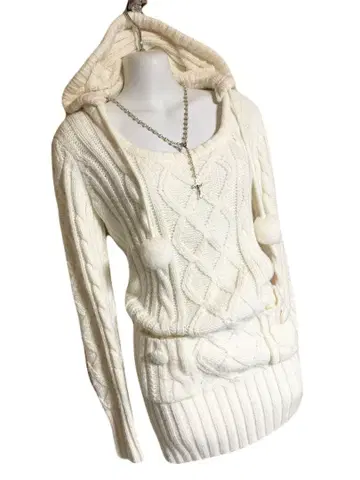 y2k 헤이세이 갸루 INGNI 폼폼 케이블 니트 원피스