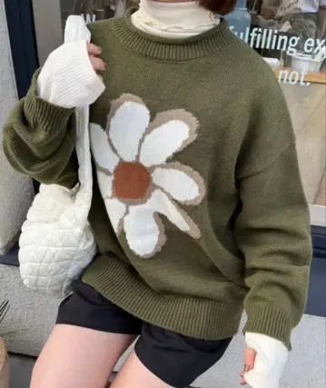 nemne store 자카드 플라워 니트 풀오버