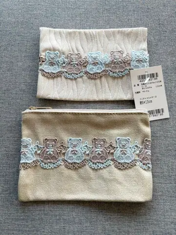 치카자와 레이스 곰돌이 티슈 케이스 플랫 파우치 세트