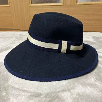 그로그랭 Grosgrain 네이비 울 햇 아이보리 리본