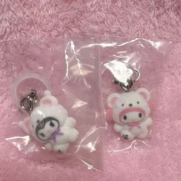 산리오 메지루시 액세서리 복슬복슬 스노우 쿠로미 마이멜로디 2개 세트