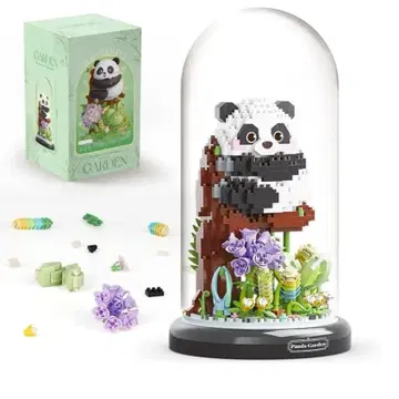 팬더 플라워 부케 조립 세트 더스트 커버 포함 블록 1083피스
