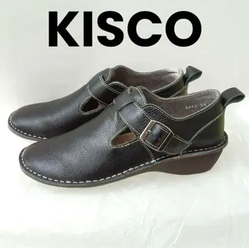 키스코 KISCO 크로스 스티치 벨트 슈즈 천연 가죽 웨지 24cm
