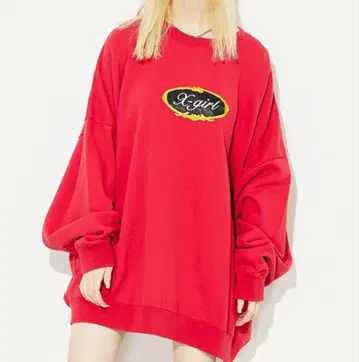 X-girl 오버 사이즈 레드 맨투맨