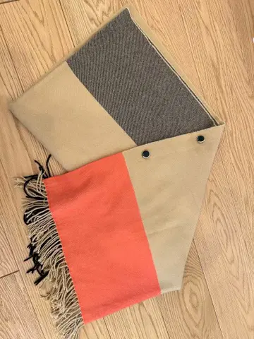 대형 스톨 머플러 판초 베이지 그레이 오렌지 프린지