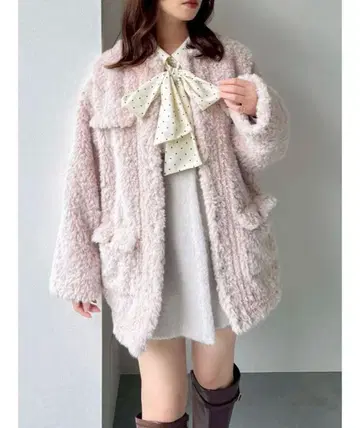 dazzlin 보아 프렌치불 집업 재킷 핑크