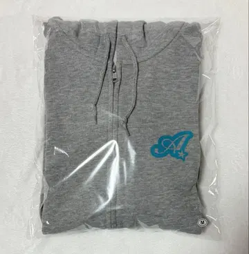 AKB48 심플 지퍼 후드티 멜란지 그레이 M 사이즈