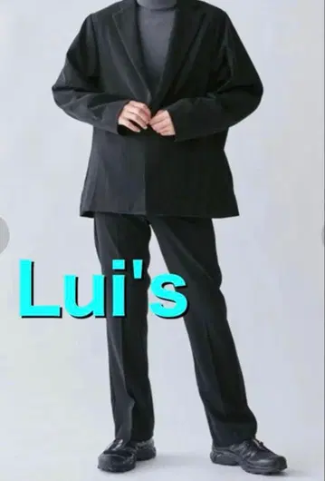 [ 새상품급 ] Lui's 더블 크로스 원 버튼 오버 자켓 M 블랙