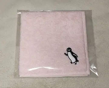 Suica 펭귄 자수 타월 손수건 모네 핑크 미개봉 새상품