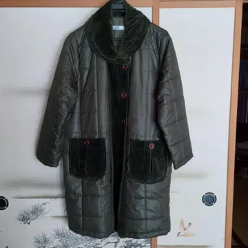 카키 퀼팅 충전솜 코트