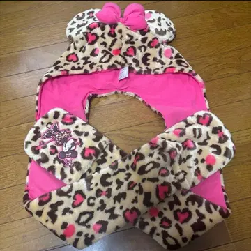 미니 팬캡 머플러 장갑 세트 레오파드 무늬