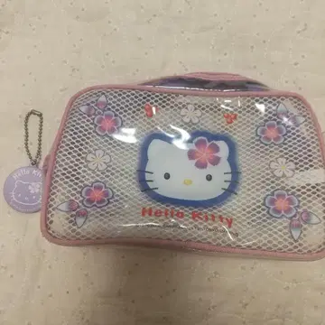 헤이세이 레트로 2000년제 헬로키티 하이비스커스 비닐 클리어 파우치