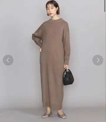 BEAUTY&YOUTH 코튼캐시미어 리브 보틀넥 맥시 원피스 M