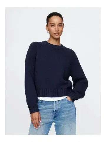 릴랙스 크루넥 스웨터 GAP 상의 니트 네이비