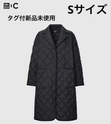 택 포함 새상품 유니클로C 워셔블 퍼프 테크 오버사이즈 코트 블랙 S