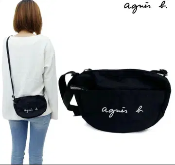 [택 포함 새상품] agnes b 사코슈 로고 미니백 숄더백 블랙