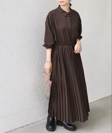 SHIPS Colors 도트 프린트 플리츠 셔츠 원피스