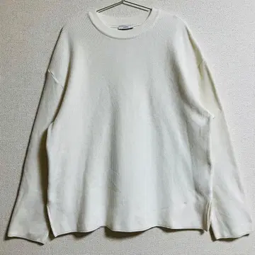 LIDNM 리드롬 리브 니트 스웨터 크루넥 스웨터 L 화이트