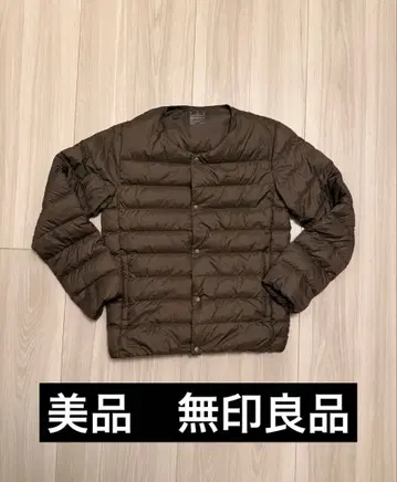 포켓터블 노카라 다운 자켓 신사 M 스모키 브라운