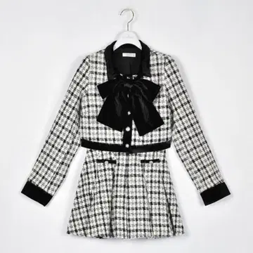 evelyn 빅 리본 자켓 세트 블랙