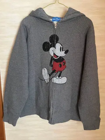 (새상품급) 미키마우스 귀 모양 후드 지퍼 후드티 M 그레이