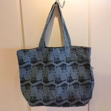 ROOTOTE 고양이 패턴 토트백 블루