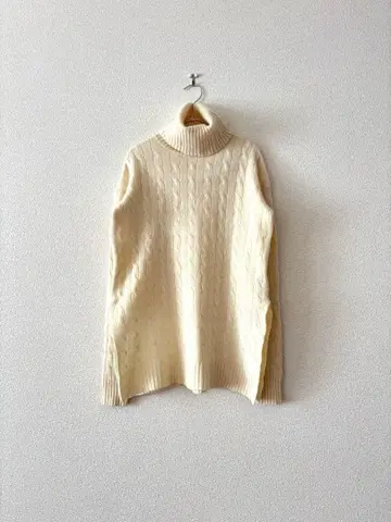 랄프 로렌 케이블 짜임 캐시미어 혼방 터틀넥 니트 화이트 S