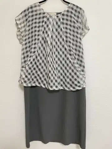 새상품급 자유구 38 그레이 레이어드 sarti 믹스 체크 원피스